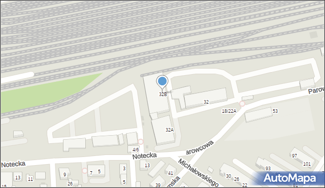 Warszawa, Parowcowa, 32B, mapa Warszawy