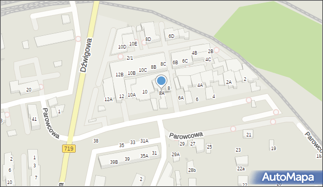 Warszawa, Parowcowa, 8A, mapa Warszawy