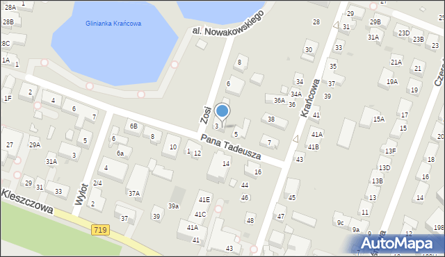 Warszawa, Pana Tadeusza, 3A, mapa Warszawy