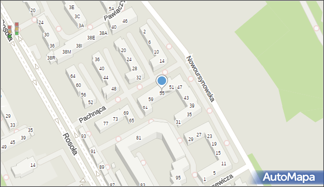 Warszawa, Pachnąca, 55, mapa Warszawy