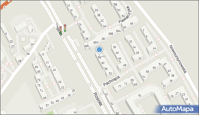 Warszawa, Pachnąca, 64, mapa Warszawy