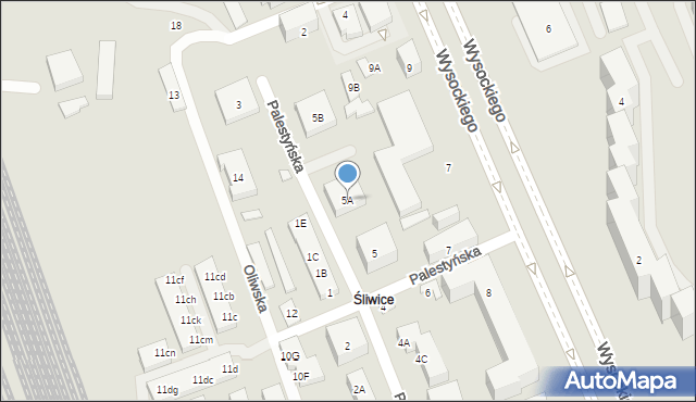Warszawa, Palestyńska, 5A, mapa Warszawy