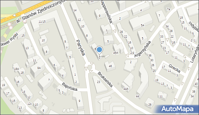 Warszawa, Paryska, 2, mapa Warszawy