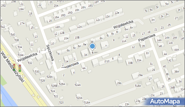 Warszawa, Papierowa, 5, mapa Warszawy
