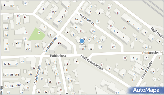 Warszawa, Pabianicka, 16B, mapa Warszawy