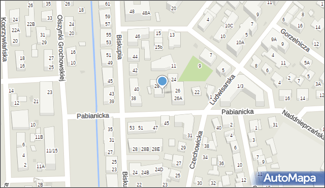 Warszawa, Pabianicka, 28B, mapa Warszawy