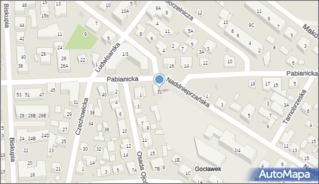 Warszawa, Pabianicka, 31, mapa Warszawy