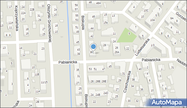 Warszawa, Pabianicka, 38, mapa Warszawy