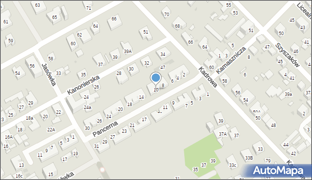 Warszawa, Pancerna, 10, mapa Warszawy