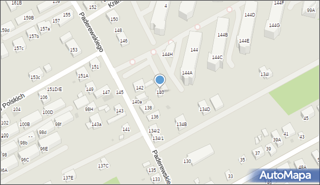 Warszawa, Paderewskiego Ignacego Jana, 140, mapa Warszawy