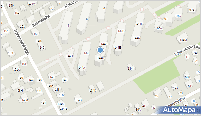 Warszawa, Paderewskiego Ignacego Jana, 144C, mapa Warszawy