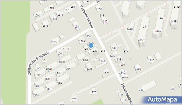 Warszawa, Paderewskiego Ignacego Jana, 147/149A, mapa Warszawy