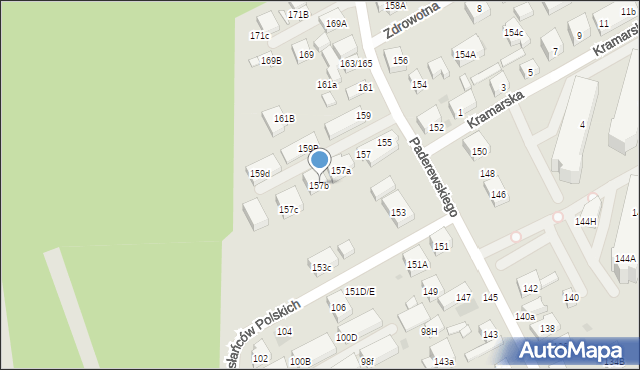Warszawa, Paderewskiego Ignacego Jana, 157b, mapa Warszawy