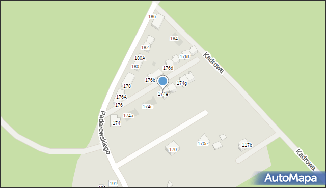 Warszawa, Paderewskiego Ignacego Jana, 174e, mapa Warszawy