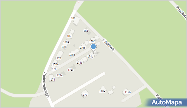 Warszawa, Paderewskiego Ignacego Jana, 174h, mapa Warszawy