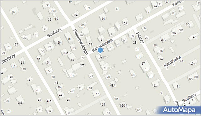 Warszawa, Paderewskiego Ignacego Jana, 76, mapa Warszawy