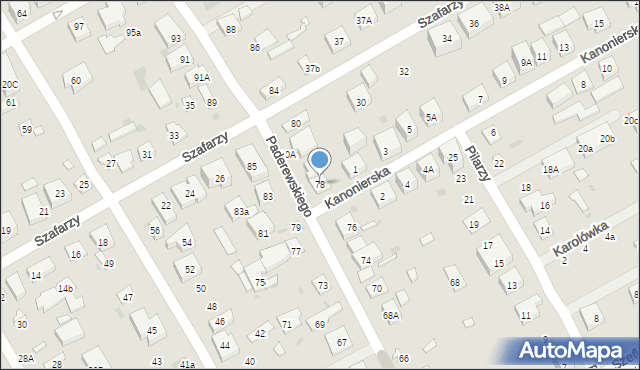 Warszawa, Paderewskiego Ignacego Jana, 78, mapa Warszawy