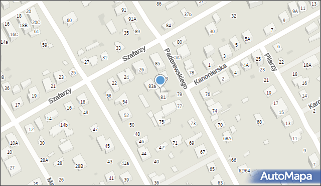 Warszawa, Paderewskiego Ignacego Jana, 81A, mapa Warszawy