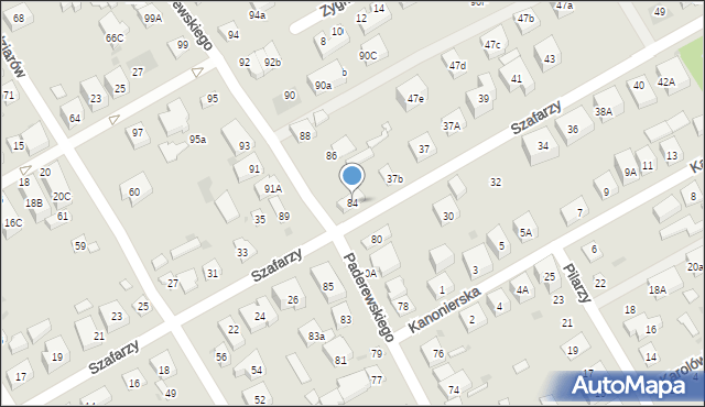 Warszawa, Paderewskiego Ignacego Jana, 84, mapa Warszawy