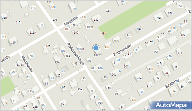 Warszawa, Paderewskiego Ignacego Jana, 94a, mapa Warszawy