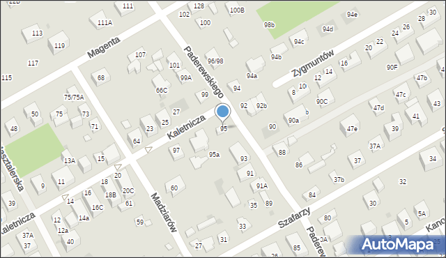 Warszawa, Paderewskiego Ignacego Jana, 95, mapa Warszawy