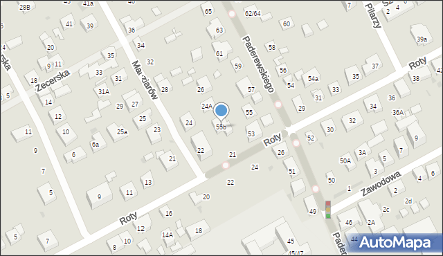 Warszawa, Paderewskiego Ignacego Jana, 55b, mapa Warszawy