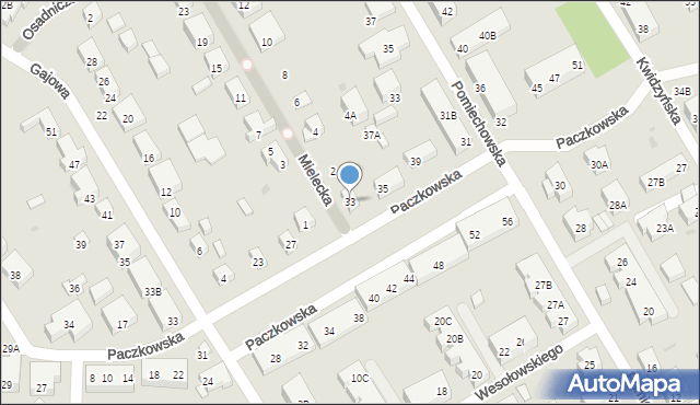 Warszawa, Paczkowska, 33, mapa Warszawy