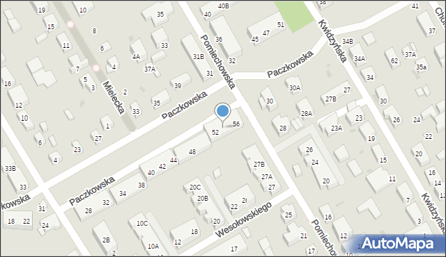 Warszawa, Paczkowska, 54, mapa Warszawy