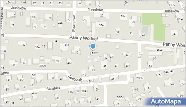 Warszawa, Panny Wodnej, 38, mapa Warszawy