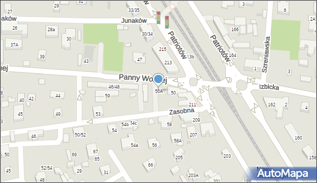 Warszawa, Panny Wodnej, 50A, mapa Warszawy