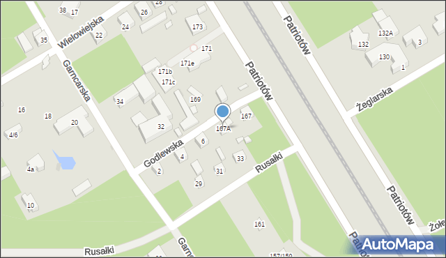 Warszawa, Patriotów, 167A, mapa Warszawy
