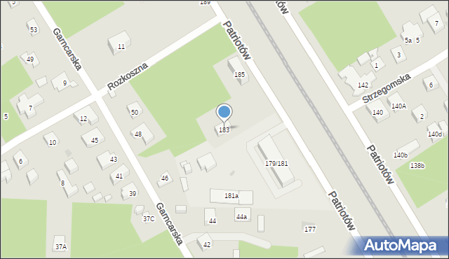 Warszawa, Patriotów, 183, mapa Warszawy