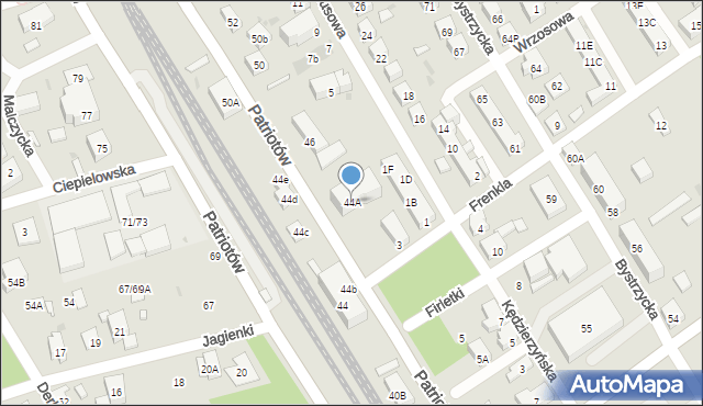 Warszawa, Patriotów, 44A, mapa Warszawy