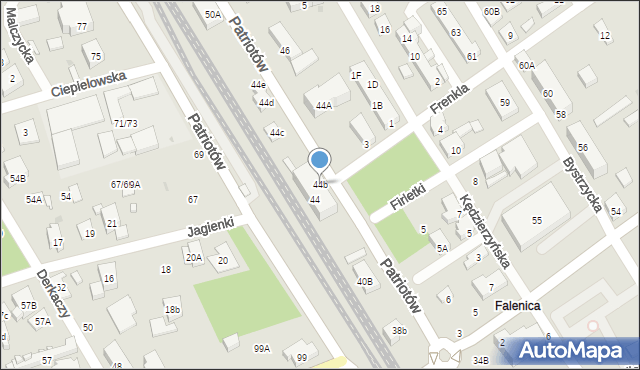 Warszawa, Patriotów, 44b, mapa Warszawy