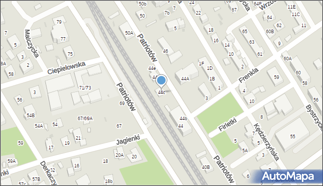 Warszawa, Patriotów, 44c, mapa Warszawy