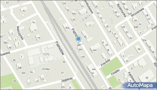 Warszawa, Patriotów, 44e, mapa Warszawy