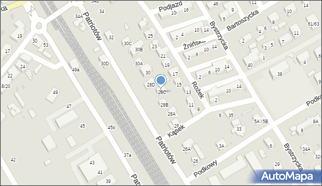 Warszawa, Patriotów, 28C, mapa Warszawy