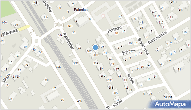 Warszawa, Patriotów, 30B, mapa Warszawy