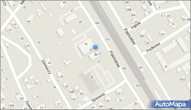 Warszawa, Patriotów, 39, mapa Warszawy