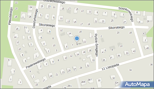 Wasilków, Paderewskiego Ignacego Jana, 9, mapa Wasilków