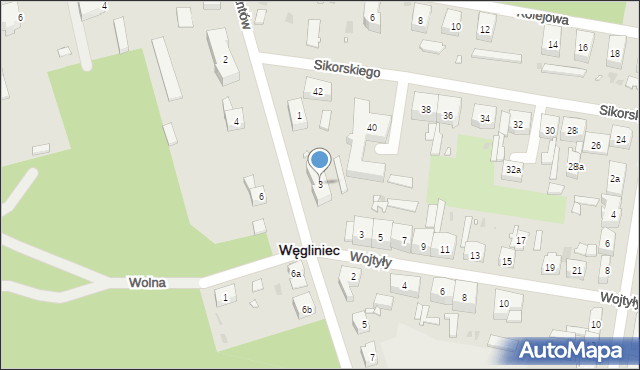 Węgliniec, Partyzantów, 3, mapa Węgliniec