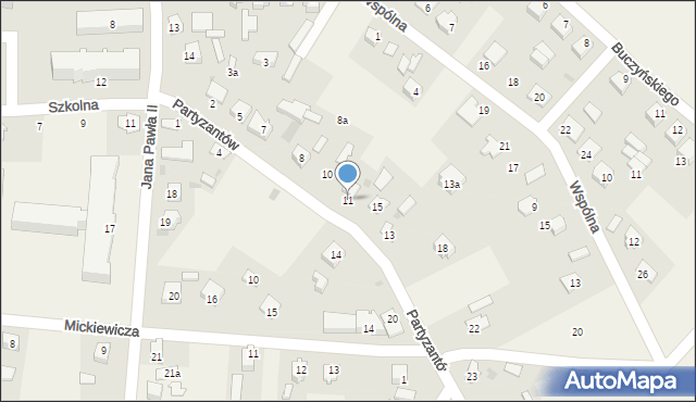 Werbkowice, Partyzantów, 11, mapa Werbkowice