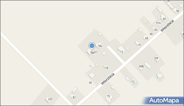 Wierzbica, Partyzantów, 78A, mapa Wierzbica