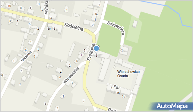 Wierzchowice, Parkowa, 1, mapa Wierzchowice