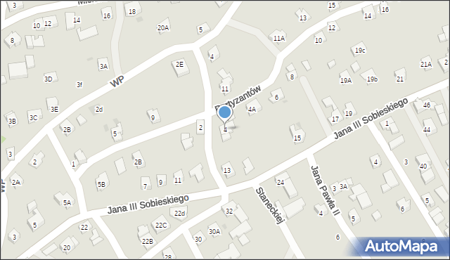 Wilamowice, Partyzantów, 4, mapa Wilamowice