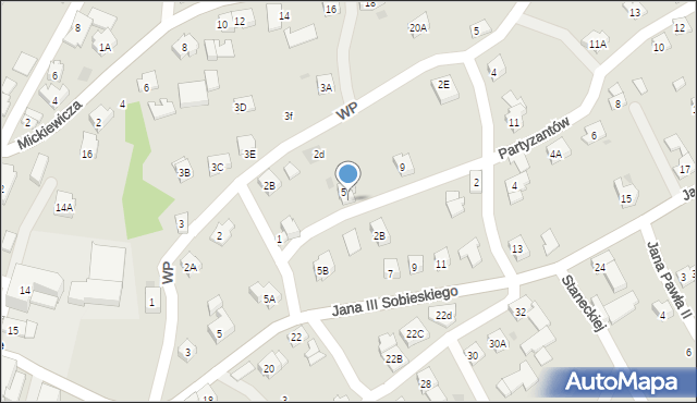 Wilamowice, Partyzantów, 7, mapa Wilamowice