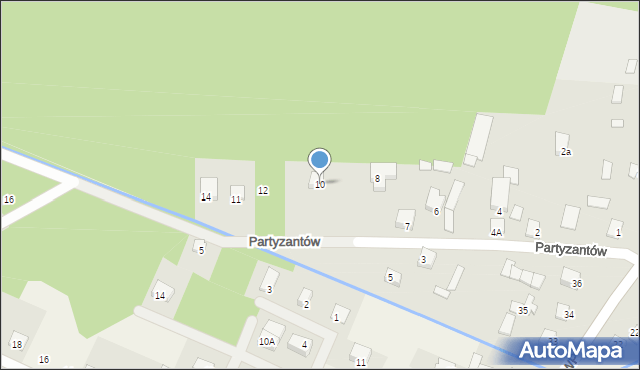 Wilga, Partyzantów, 10, mapa Wilga