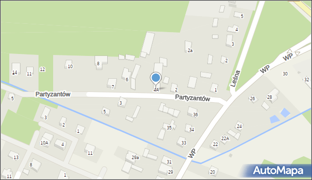 Wilga, Partyzantów, 4A, mapa Wilga