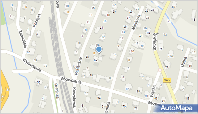 Wilkowice, Pasieczna, 8b, mapa Wilkowice