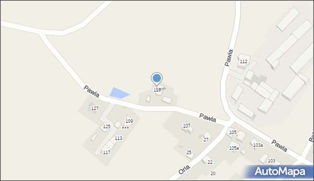 Wisła Mała, Pawia, 118, mapa Wisła Mała